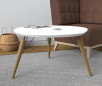 Schuin onderstel voor salontafel "CHARLY" in gelakt beukenhout en zwart staal, H 392 mm, D 50 mm