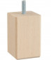 Square bed leg M8 in raw beech, 50x50 mm, height 80 mm