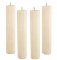 Set van 4 M8 cilindrische bedpoten in natuurlijk onbehandeld beuken, hoogte 250 mm, diameter 50 mm