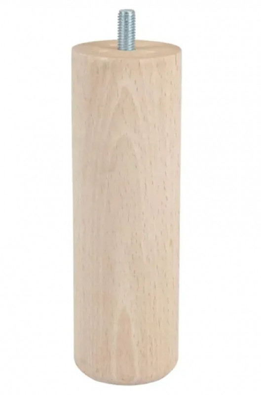 M8 cilindrische voet in natuurlijk beuken, hoogte 150 mm, diameter 50 mm