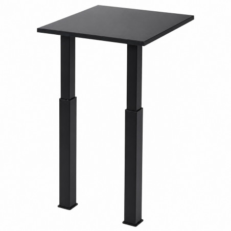 Pied droit pour table haute \"CHARLY\" en bois d\'hêtre verni et acier noir, H 748 mm, D 50 mm
