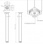 Square table leg, bar and countertop ZOOM adjustable in black epoxy steel