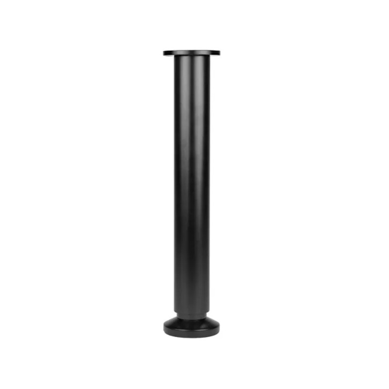 Opschroefbare cilindrische voet van mat zwart aluminium, voetplaat D. 38 mm H.300mm