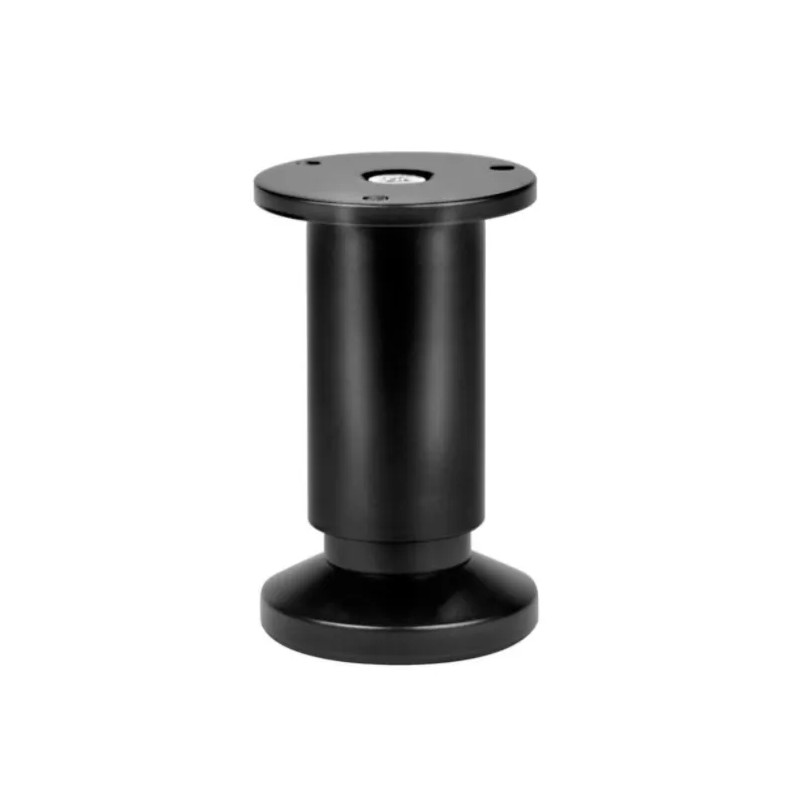Opschroefbare cilindrische voet in mat zwart aluminium, bodemplaat D. 38 mm H.100 mm