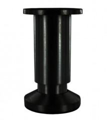 Zwarte matte aluminium cilindrische voet met schroefdraad, plaat D. 38 mm H.100 mm