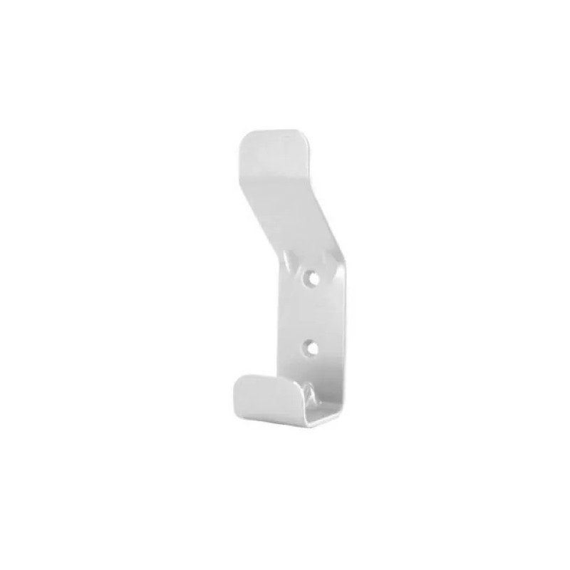 Kapstokhaak 1 kop, 1 haak in wit staal, B. 40 x H. 140 x D. 50 mm