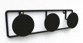 DOT haak 3 kop diameter 90 mm in zwart staal, B. 400 x H. 120 mm, diameter 90 mm