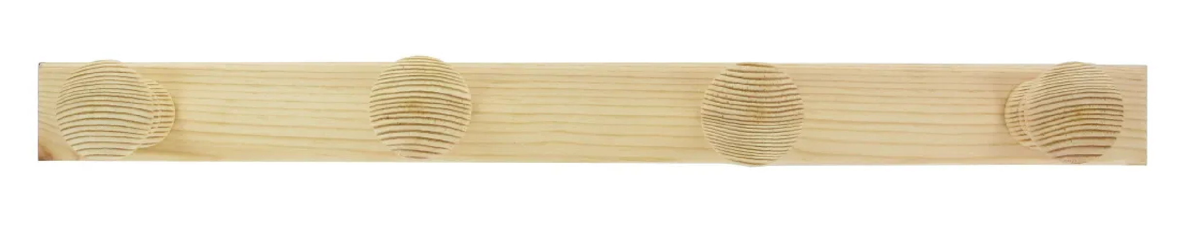 Percha de pino crudo con 4 cabezas, An. 475 x Al. 42 x P. 60 mm