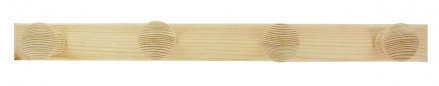 Kapstokhaak van onbehandeld grenen met 4 koppen, B. 475 x H. 42 x D. 60 mm Kapstokhaak van onbehandeld grenen met 4 koppen, B. 475 x H. 42 x D. 60 mm