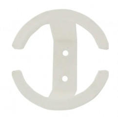 Patère en cerceau, platine ronde plate diamètre 100 mm, P. 58 mm, en acier blanc