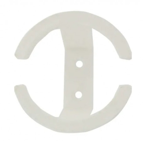 Patère en cerceau, platine ronde plate diamètre 100 mm, P. 58 mm, en acier blanc