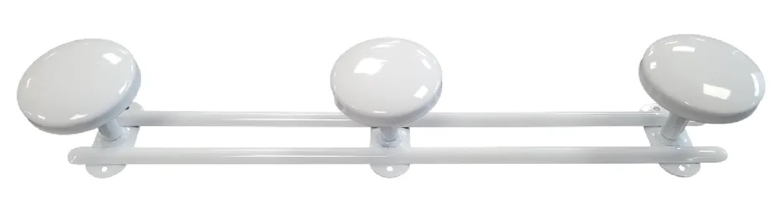 Patère à 4 têtes en acier blanc diamètre 65 mm, L. 610 mm