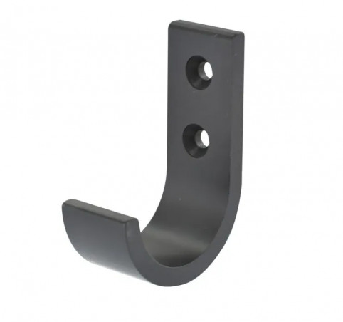 Wall coat hook 1 hook in black aluminium W. 25 x H. 70 x D. 50 mm