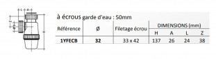 PVC-C inschroefbare sifon, moer 33 x 42 voor zeer heet water