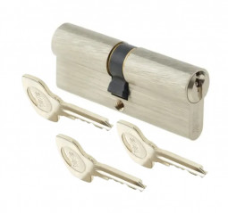 Cylinder series 500+ 30x30mm nickel plated, 5 pins, 3 keys.