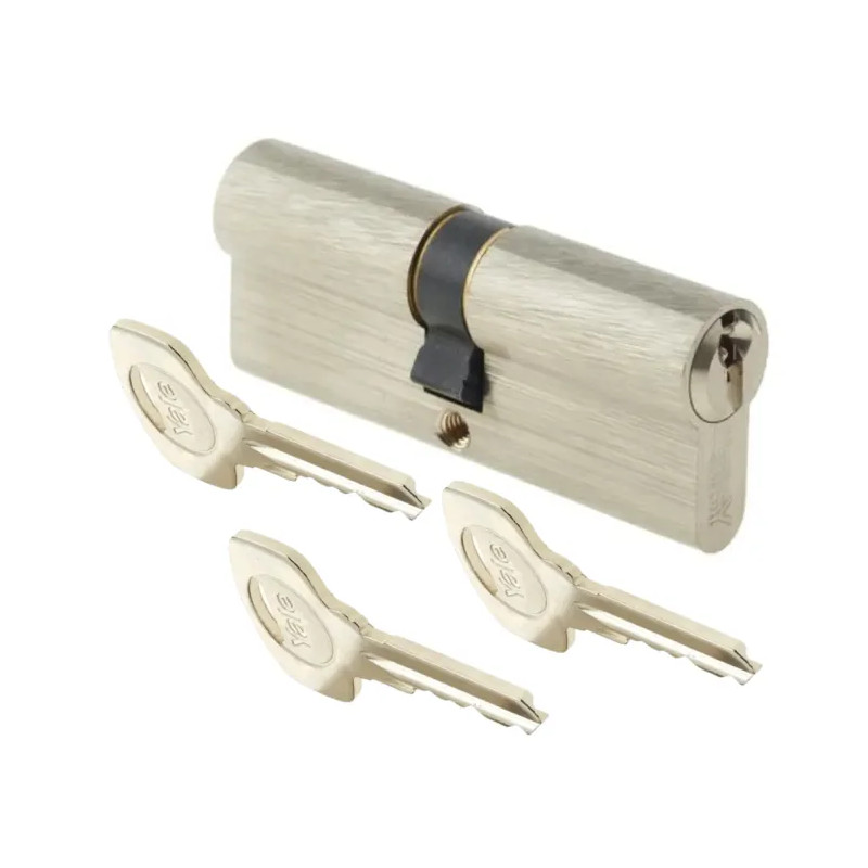 Serie 500 plus cilinder, 40x40 mm, vernikkeld, 5 pinnen, 3 sleutels.