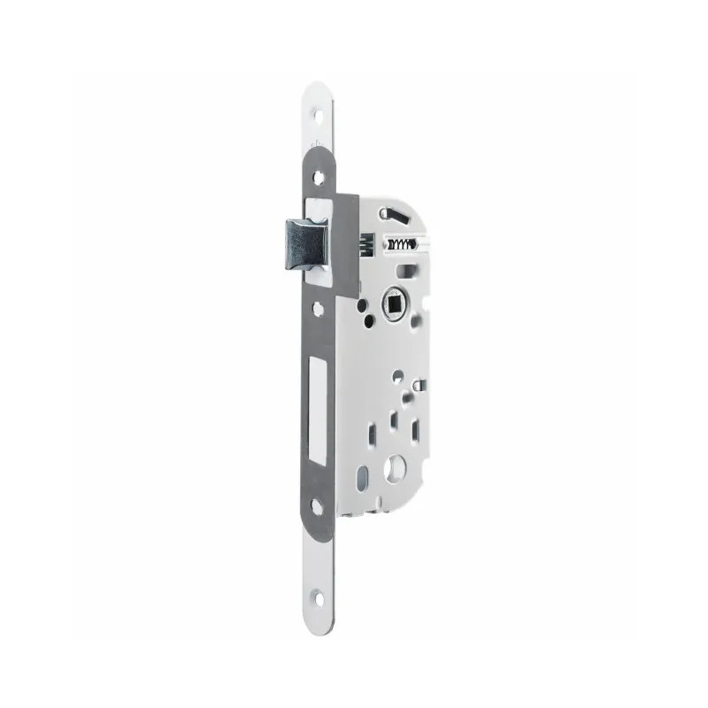 Mortise lock, 135 mm case, 40 mm reversible white backset. Mortise lock, 135 mm case, 40 mm reversible white backset.