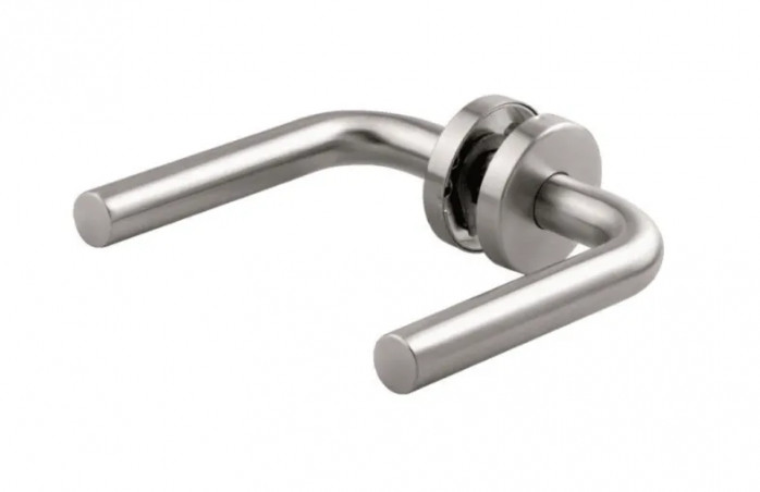 Poignée de porte bequille double aluminium poli