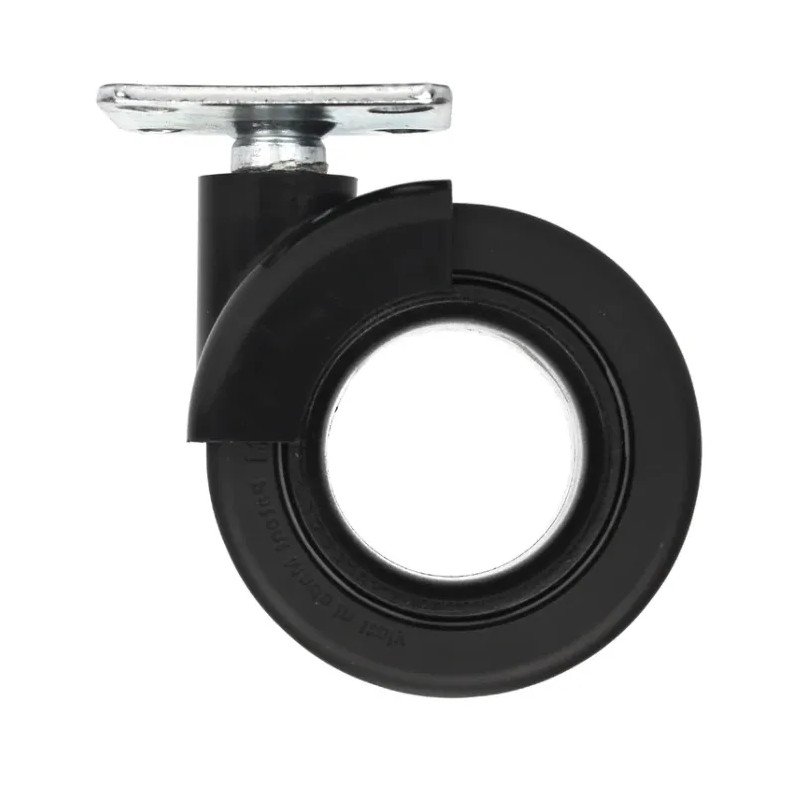 Zwart rotola zwenkwiel, 47x47 mm, D. 65 x H.80 mm, hartafstand 35x35mm