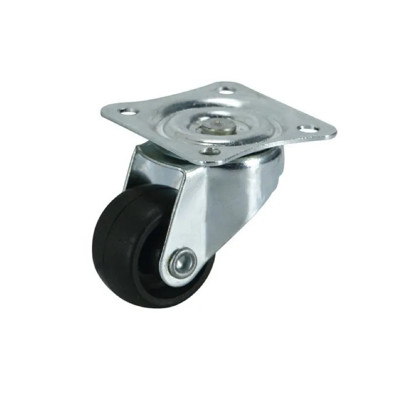 Boorwiel D. 40 mm zwart met draaibare voetplaat, H. 52 mm