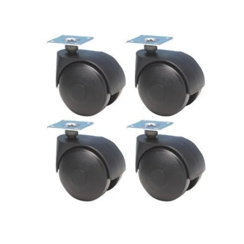 Set van 4 zwenkwielen D. 40 mm x H. 56 mm met zwenkplaat