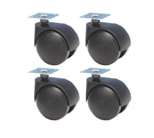 Castor with brake NOVO D. 75 mm black with swivel plate, H. 102 mm