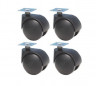Set van 4 zwenkwielen D. 40 mm x H. 56 mm met zwenkplaat