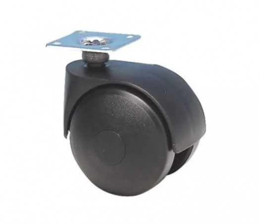 Castor with brake NOVO D. 75 mm black with swivel plate, H. 102 mm
