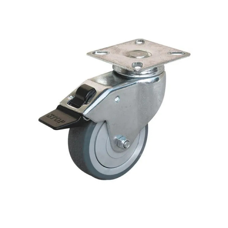 Zwenkwiel met rem UNIROLL D.50 mm, zwenkplaat 50x50 mm, hoogte 72 mm