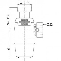 Siphon lavabo NEO AIR diamètre 32mm