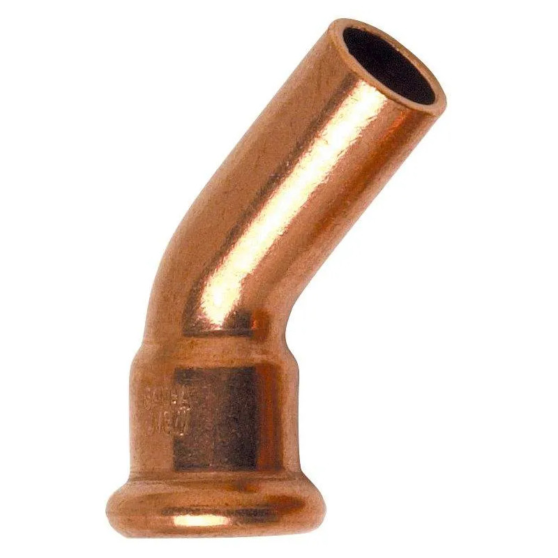 45° vrouwelijke koperen krimp, diameter 14 mm.