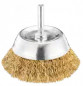 Borstel van gegolfd messingstaal gemonteerd op een stang van 75 mm x 25 mm diameter