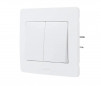 Dubbele aan/uit schakelaar, diameter 2 cm, 10A 250V, wit