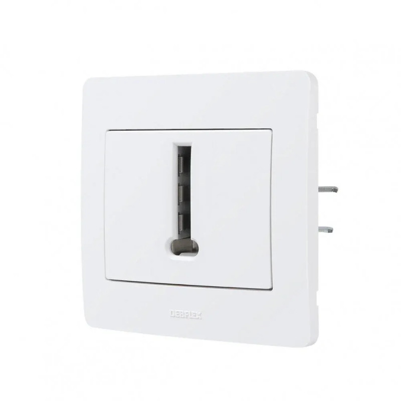 Telefoonstopcontact, 8 contacten, diameter 2, wit