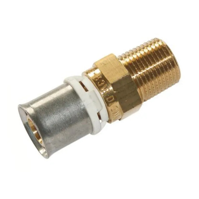 Fitting voor 1/2" mannelijke meerlagenpijp van messing, vaste persaansluiting 20 mm