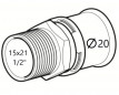 Fitting voor 1/2" mannelijke meerlagenpijp van messing, vaste persaansluiting 20 mm