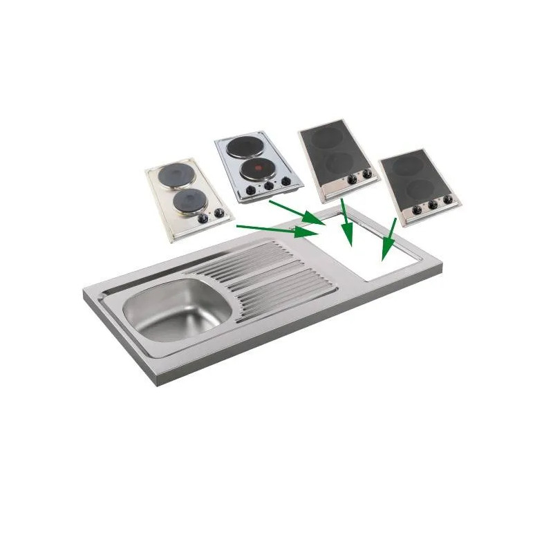 Spoelbakset 120x60, met uitsparing voor Domino (gereviseerd)