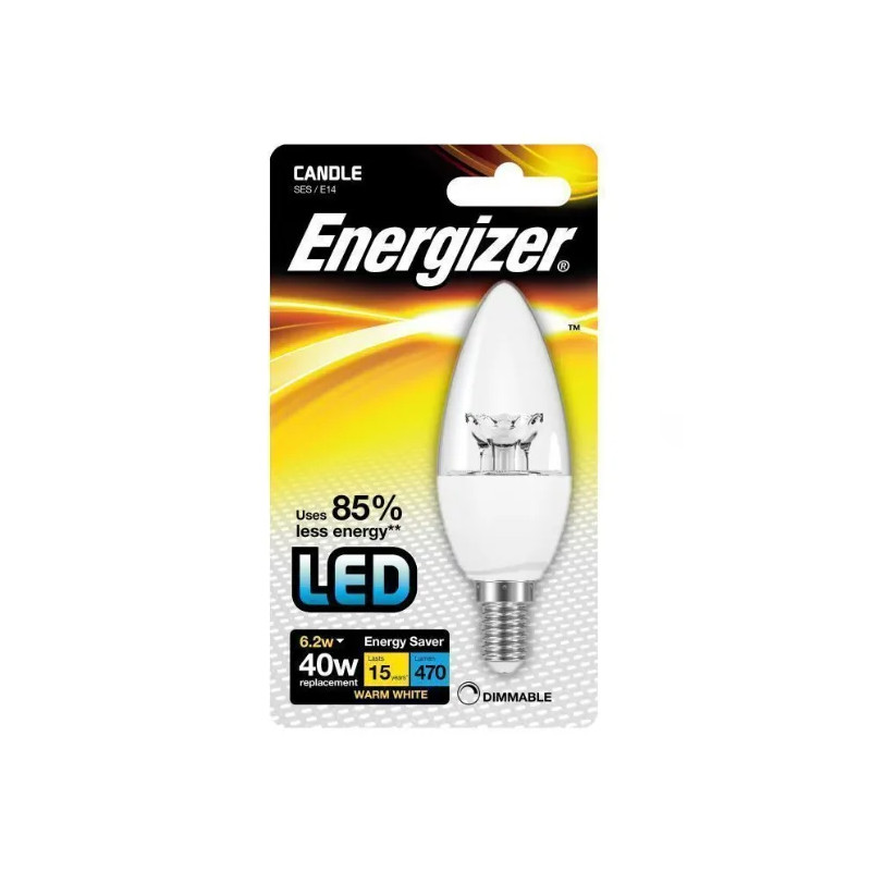 LED gloeilamp, E14 470 Lumen 6,2W/40W, 2700K dimbaar.