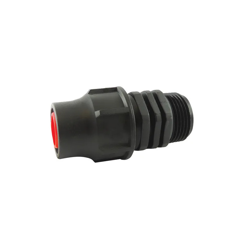 Conector rápido, M/M 20x27, para tubo de riego por goteo 16mm Conector rápido, M/M 20x27, para tubo de riego por goteo 16mm