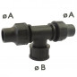 Snel vrouwelijk T-stuk, 20x27, voor 16mm druppelslang