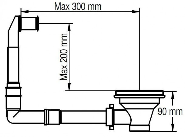 Basket drain with round overflow, diameter 90mm, black metallic satin finish