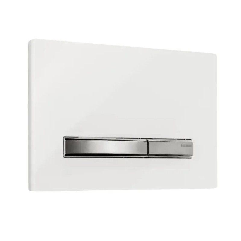 Geberit Sigma50 bedieningspaneel, tweeknops spoeling, wit en chroom