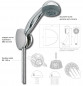 Handdoucheset, 2-sproeikop, 1,50 m messing slang en 3-standen muurbeugel, chroom