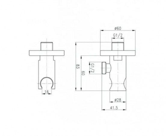 Soporte de ducha de pared, incluida la roseta, metal cromado