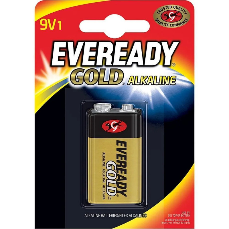 Rechthoekige alkalinebatterij 9v, 6lr61 goud, EVEREADY GC