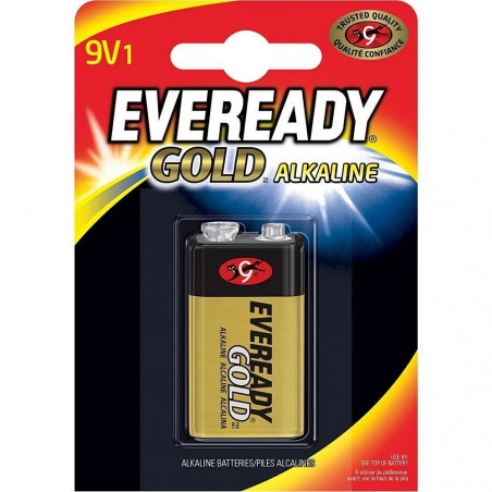 Rechthoekige alkalinebatterij 9v, 6lr61 goud, EVEREADY GC
