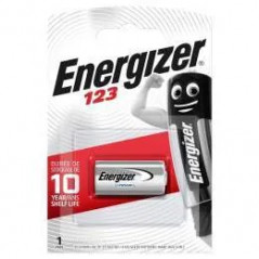 Pile miniature CR123, 3V Lithium.