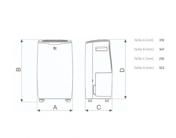 Déshumidificateur mobile 20L / J, DEUMIDO 20 EVO VORTICE DME20 - Image 5/5