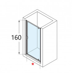 Duschabtrennung, Drehtür H.160 cm B.60 bis 66, Klarglas
