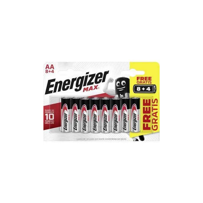 AA LR 1,5V Alkaline Max batterij, pak van 8+4 batterijen.
